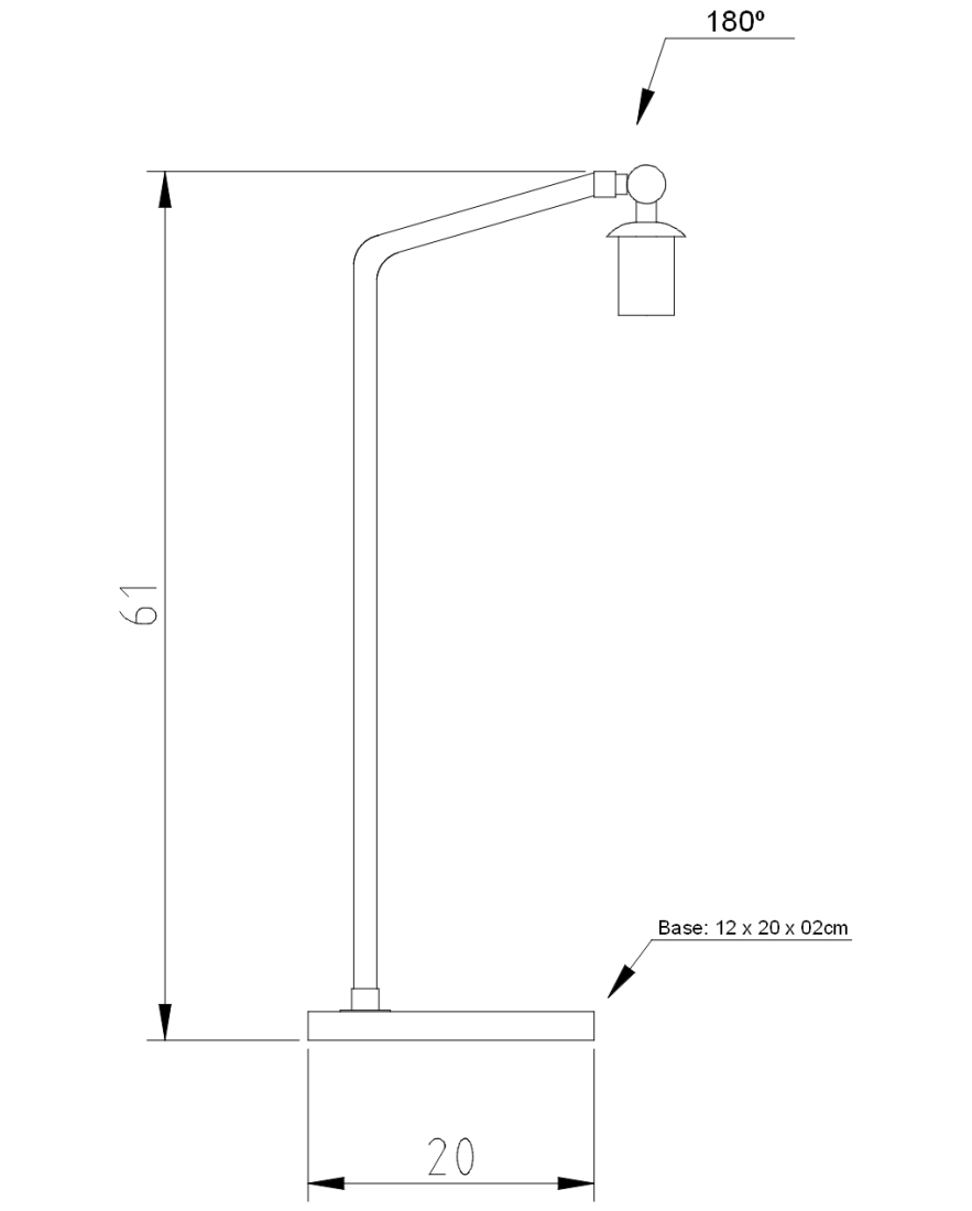 Luminária de Mesa Golden Art Brida Base Retangular 1L E27 600mm M760PI