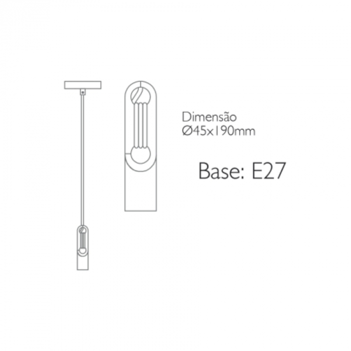 Pendente Romalux Chiave Alumínio Branco 1L E27 IP20 Bivolt Ø45X190mm  P0012