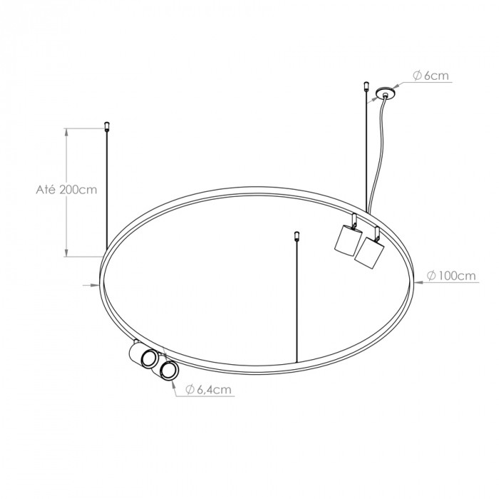 Pendente Bella Itália Air Redondo 4 Spots Dicróica Ø1000mm 90370242