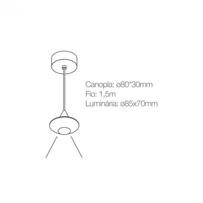 Pendente Romalux Mini Hat Preto 7 watts 3000K IP20 Bivolt Ø85X70mm P0040