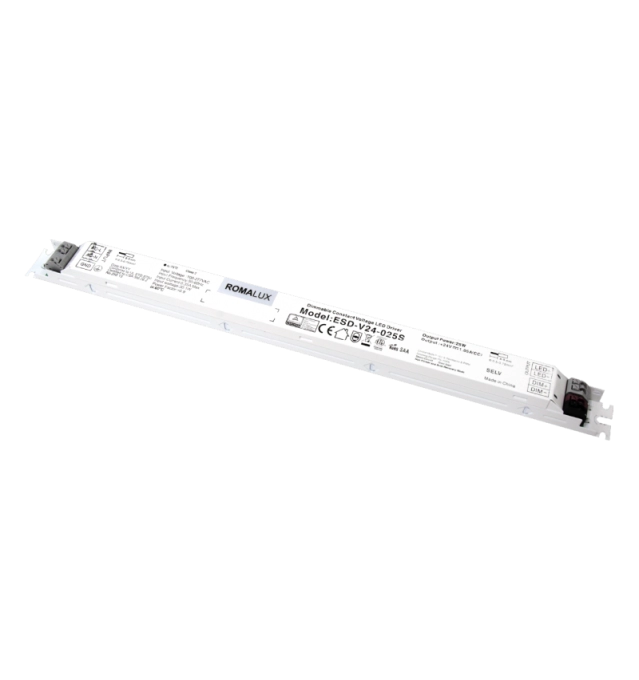 Fonte 24V Romalux 1,04A Dimerizável 25 watts IP20 Bivolt 330X21X20mm 60022