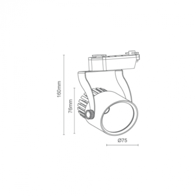 Spot para Trilho Romalux Preto 8 watts 2700K 12° 76X75X160mm IP20 Bivolt 30007