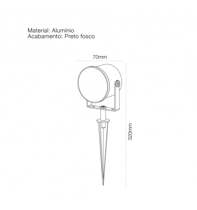 Projetor Externo Romalux 14 watts 2700K 24° Ø70x118mm IP65 Bivolt 20024