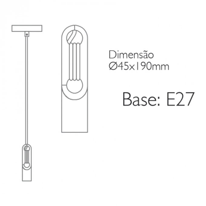 Pendente Romalux Chiave Alumínio Cromado 1L E27 IP20 Bivolt Ø45X190mm P0005