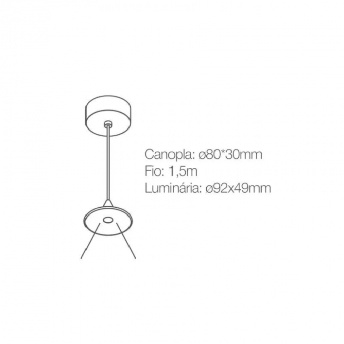 Pendente Romalux Mini Disk Branco 7 watts 3000K IP20 Bivolt P0033