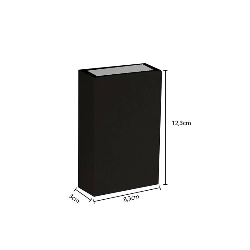 Arandela Nordecor Fit Facho Duplo 4 watts 3000K Preto IP65 123x83x30mm Bivolt 2049
