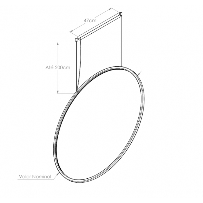 Pendente Bella Itália Ring Moon 45 watts 3000K Luz Interna Ø800mm 9051081340