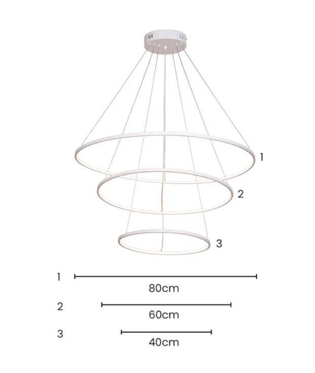 Pendente Skylight Júpiter Branco 86 watts 3000K Bivolt  
Ø800mm Ø600mm Ø400mm SKY-3037BR