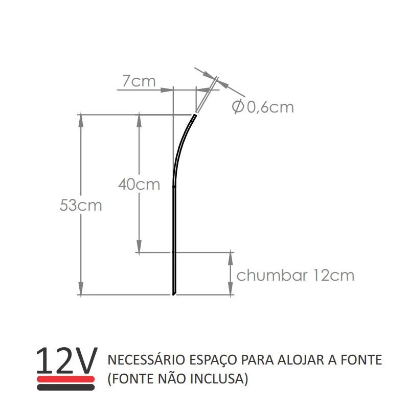 Balizador Bella Itália Capim 1,5 watts 12V 3000K 400mm 90100401001