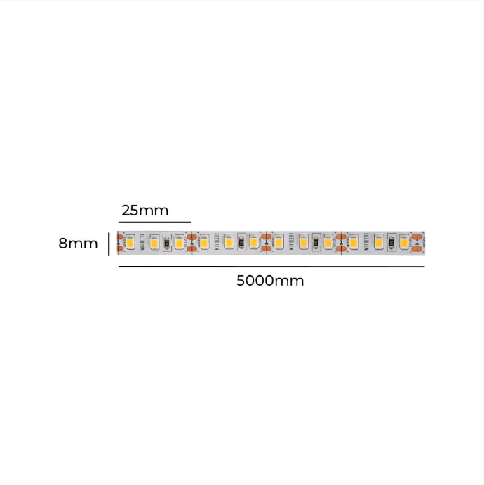 Fita LED Nordecor 9w/mt 120 leds IP20 8mm 12V 4000K IRC97 (Rolo 5 metros) 7218