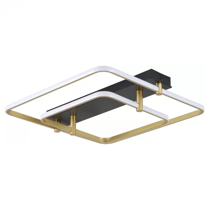 Plafon Skylight Listo Dourado e Preto 58 watts 3000K Bivolt 580X580mm SKY-3107Q-PTDO