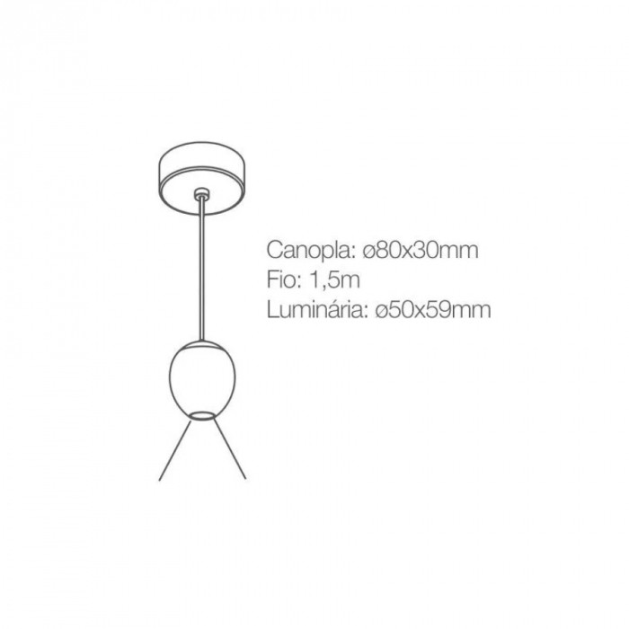 Pendente Romalux Mini Globe Preto 4,5 watts 3000K IP20 Bivolt P0032