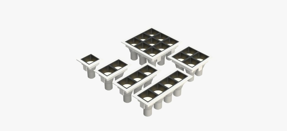 Embutido Fixo Moon Linea 2L Mini Dicróica Branco com Fundo Preto 92x55mm 1061518