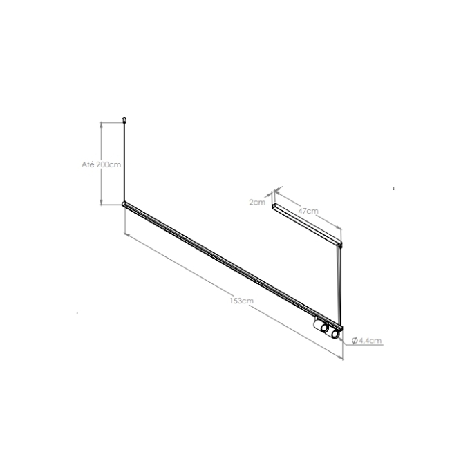 Pendente Bella Itália Risk Linear SPT 36 watts + 4L MR11 2000mm 9033022041 