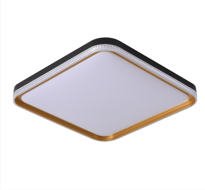 Plafon Skylight Queenstown Preto, Dourado, Branco e Acrílico Transparente 36 watts 3000K Bivolt 500X500mm SKY-4050PTDO