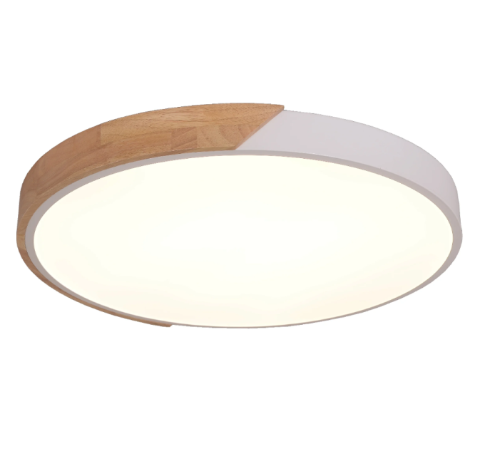 Plafon Skylight Wood Madeira e Branco 72 watts 3000K Bivolt Ø500mm SKY-4038R5-BR