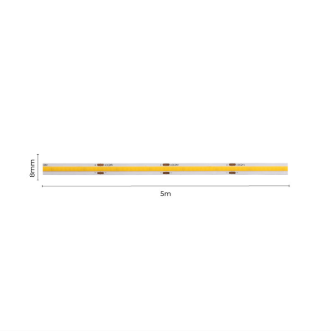Fita de Led Nordecor 12V Cob 512 Leds/mt 12w/mt IP20 2700K 8mm (Rolo 5 metros) 7053