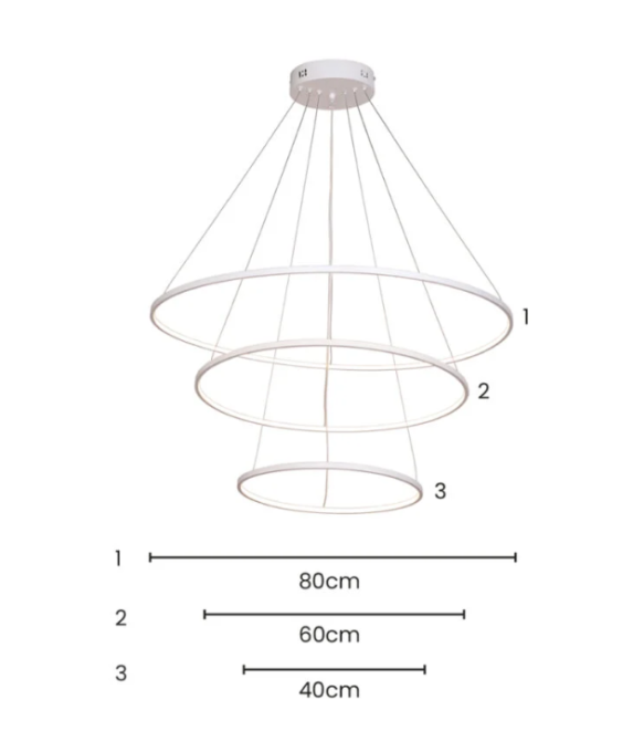 Pendente Skylight Júpiter Branco 86 watts 3000K Bivolt  
Ø800mm Ø600mm Ø400mm SKY-3037BR