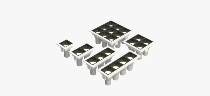 Embutido Fixo Moon Linea 1L Mini Dicróica Branco com Fundo Preto 55x55mm 1061515