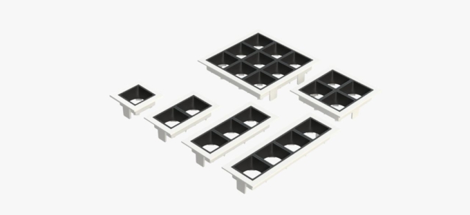 Embutido Fixo Moon Linea 1L Mini Dicróica Branco com Fundo Preto 55x55mm 1061515