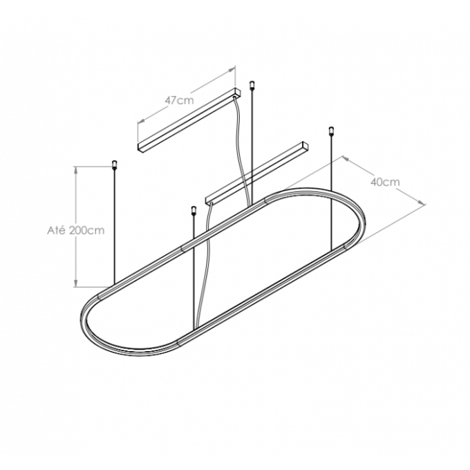 Pendente Bella Itália Ring 84 watts 3000K Luz Interna 1200X400mm 9053147240