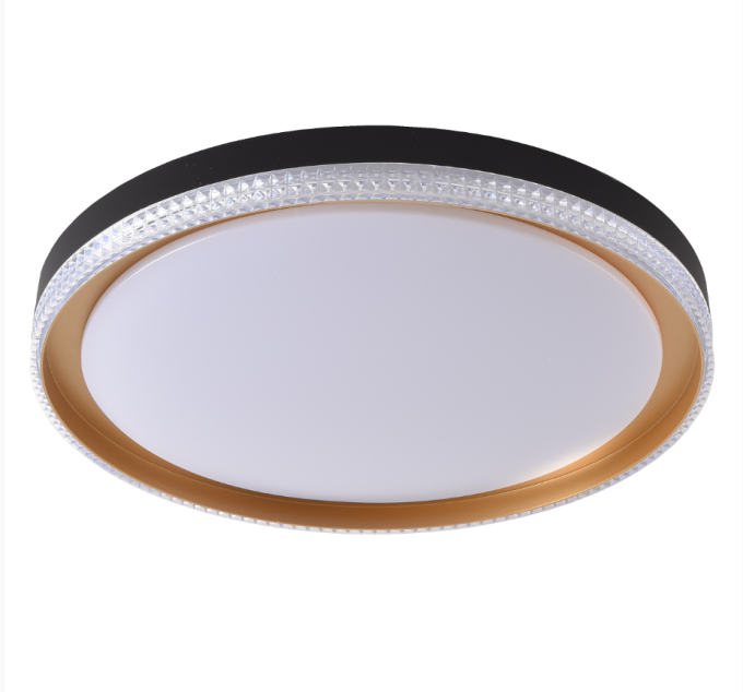 Plafon Skylight Queenstown Preto, Dourado, Branco e Acrílico Transparente 27 watts 3000K Bivolt Ø400mm SKY-404PTDO