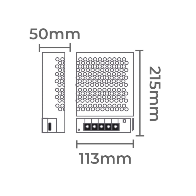 Fonte 12V Nordecor Chaveada 50A 600 watts com Cooler 215x113x50mm 7235