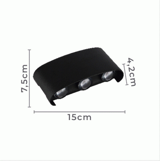 Arandela Nordecor Yori 6 watts 3000K Preto IP65 150x75x42mm Bivolt 2705