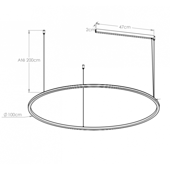 Pendente Bella Itália Ring 56 watts 3000K Luz Externa ou Interna Ø1000mm 9053151440