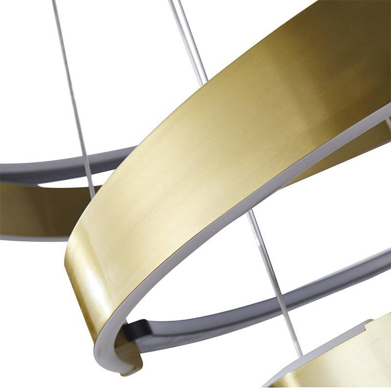 Pendente Nordecor Uoli 5 Mod 380 watts 3000K Preto e Ouro Fosco Ø300/400/600/800/1000mm 2575