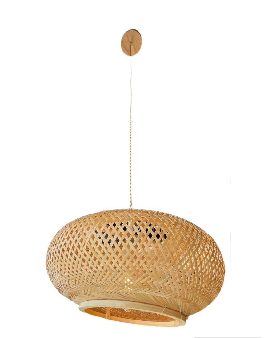 Pendente GMH Bora Bora Fibra de Bambu 1L E27 Bivolt Ø400x200mm P-BORA-BORA-40