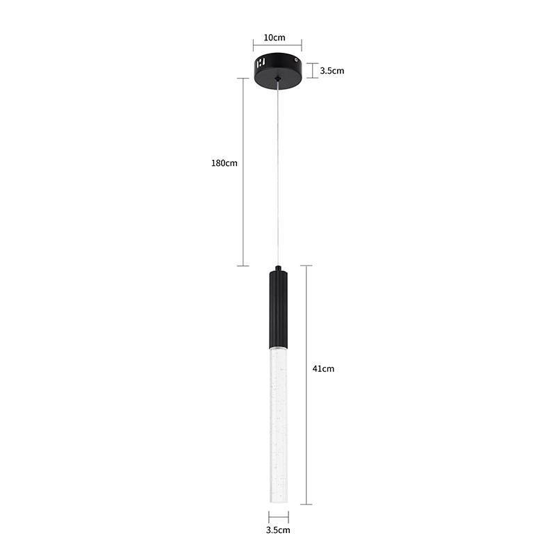 Pendente Nordecor Vanna Preto 3 watts 3000K Bivolt Metal e Vidro Bivolt Ø35x450mm 2394