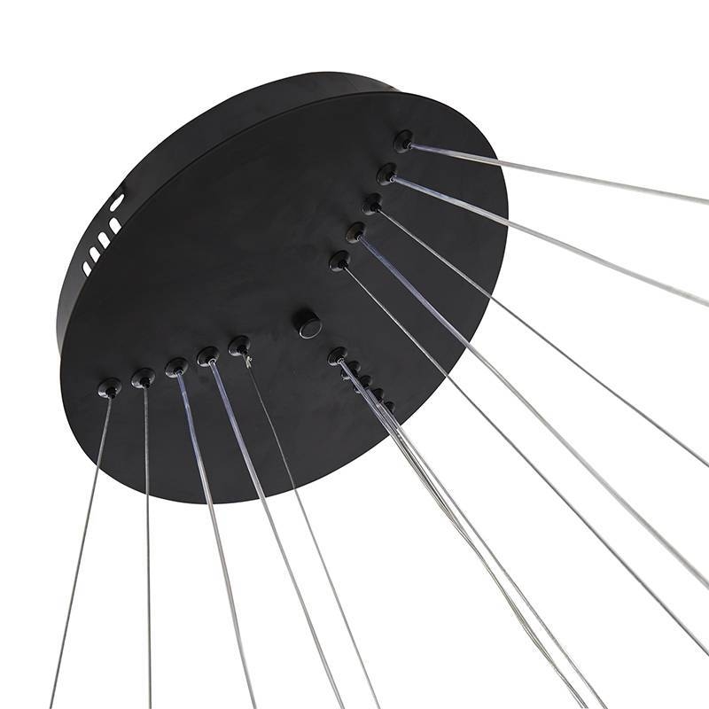 Pendente Nordecor Uoli 5 Mod 380 watts 3000K Preto e Ouro Fosco Ø300/400/600/800/1000mm 2575
