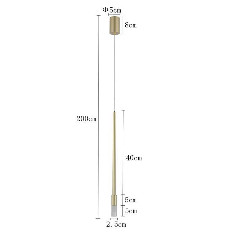 Pendente Nordecor Nima 3 watts 3000K Dourado Fosco Ø25x500mm 2679