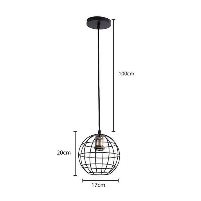 Pendente Nordecor Gradeado 1L E27 Preto e Ouro Velho 200x170mm 2096
