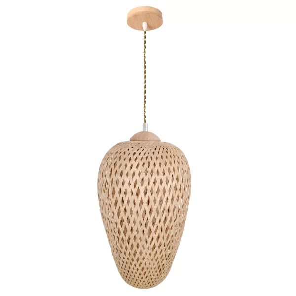 Pendente GMH Sumba Fibra de Bambu 1L E27 Bivolt Ø200x400mm L-SUMBA-24