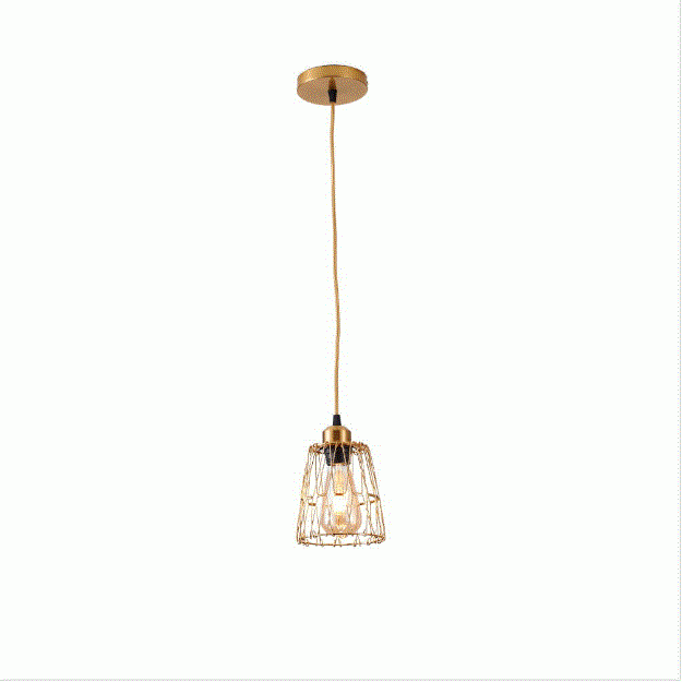 Pendente Nordecor Ollin Aramado 1L E27 Dourado 300mm 2601