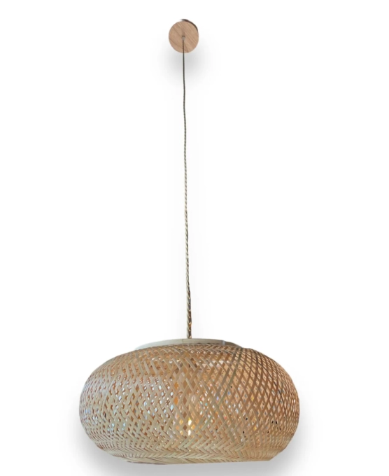 Pendente GMH Bora Bora Fibra de Bambu 1L E27 Bivolt Ø400x200mm P-BORA-BORA-40