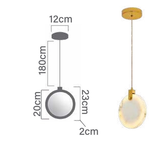 Pendente GMH Superlua Dourado 9 watts 3000K Bivolt Ø230x20mm P-SUPERLUA-GOLD