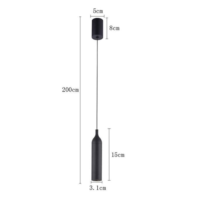 Pendente Nordecor Wisi 5 watts 3000K Preto Ø31x150mm 2681