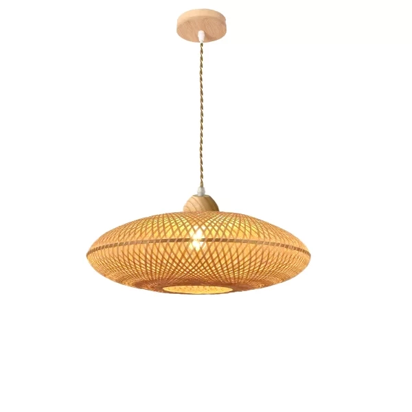 Pendente GMH Batu Fibra de Bambu 1L E27 Bivolt Ø400X150mm P-BATU-40