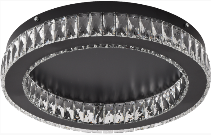 Plafon Skylight Diamond Preto e Cristal Transparente 24 watts 3000K Bivolt Ø420mm SKY-3063PT