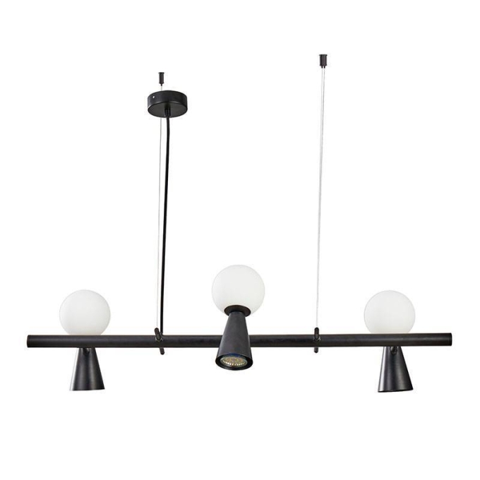 Pendente Nordecor Teas 3L G9 e 3L Dicroica MR16 Preto 200x800mm 2468