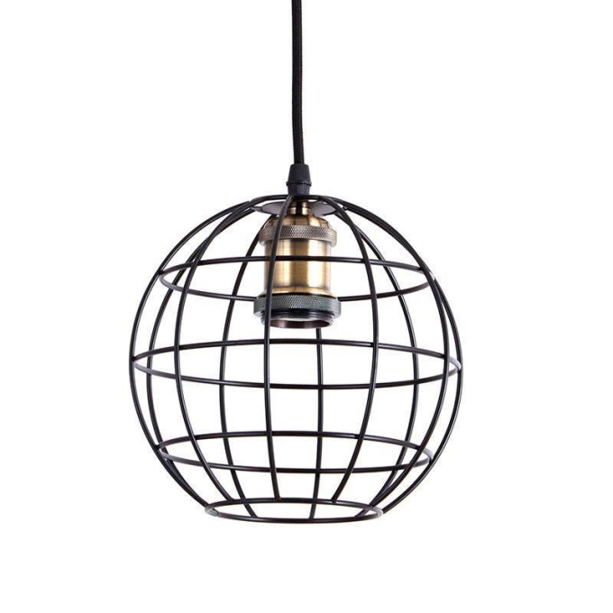 Pendente Nordecor Gradeado 1L E27 Preto e Ouro Velho 200x170mm 2096