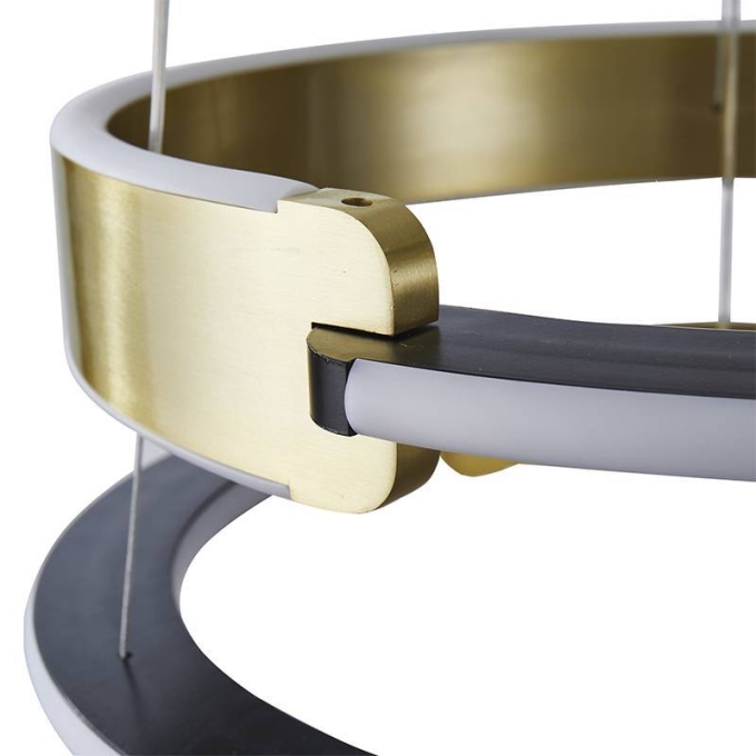 Pendente Nordecor Uoli 5 Mod 380 watts 3000K Preto e Ouro Fosco Ø300/400/600/800/1000mm 2575