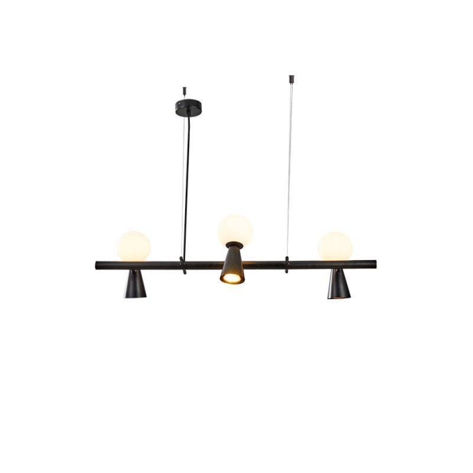 Pendente Nordecor Teas 3L G9 e 3L Dicroica MR16 Preto 200x800mm 2468