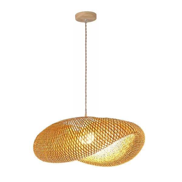 Pendente GMH Borneu Fibra de Bambu 1L E27 Bivolt Ø600X260mm P-BORNEU-60
