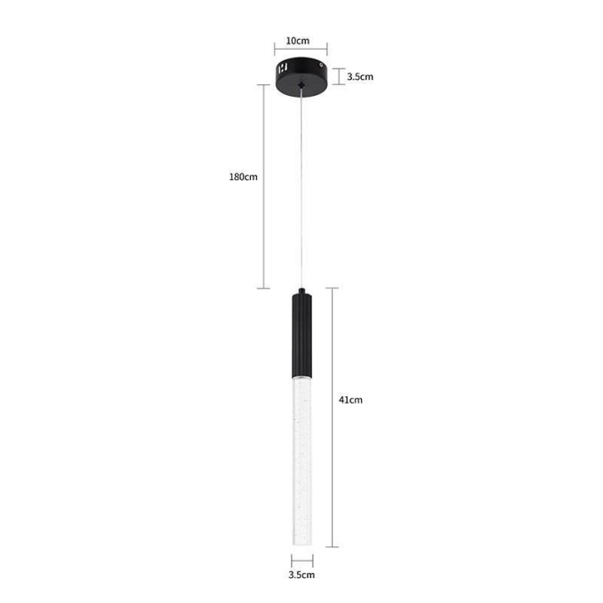 Pendente Nordecor Vanna Preto 3 watts 3000K Bivolt Metal e Vidro Bivolt Ø35x450mm 2394