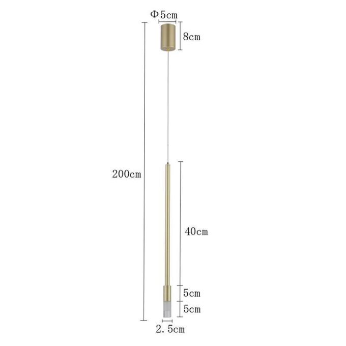 Pendente Nordecor Nima 3 watts 3000K Dourado Fosco Ø25x500mm 2679