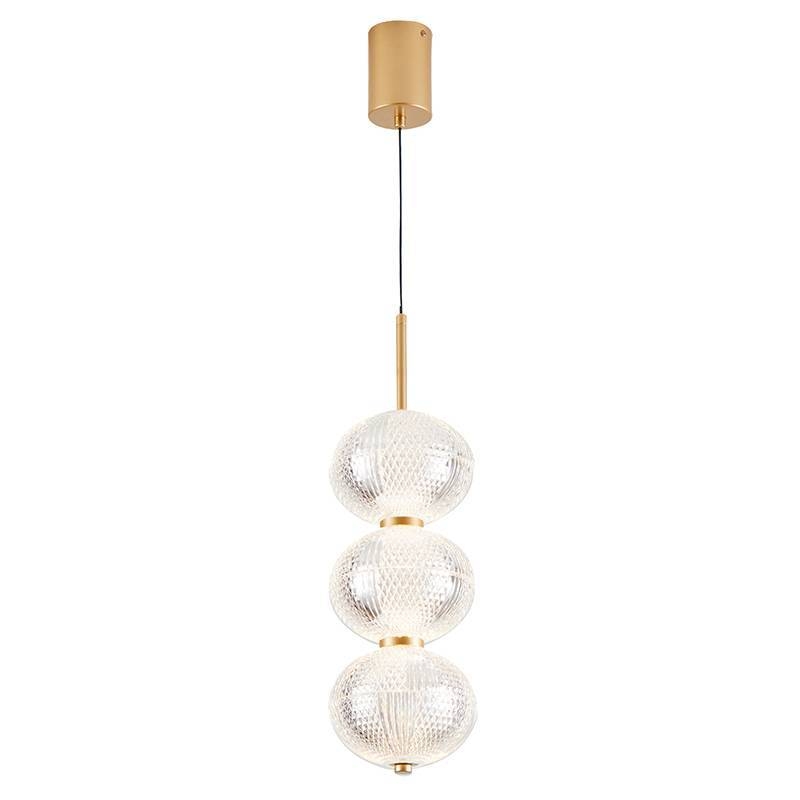 Pendente Nordecor Luse 3 Mód 21 watts 3000K Ouro Champagne Ø150x500mm 2795
